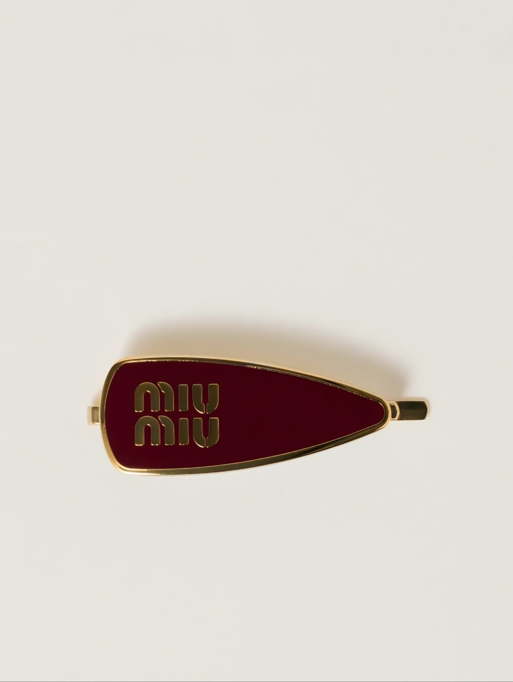 Miu Miu Enameled Metal Hair Clip Brown